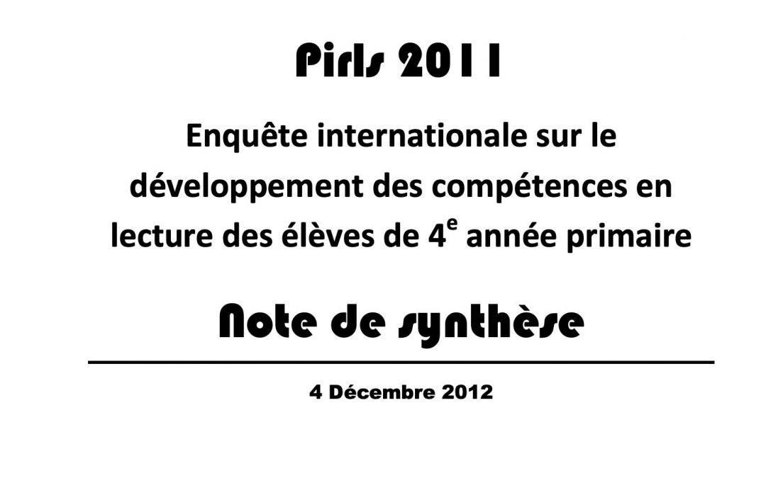 PIRLS 2011 confirme la contre-performance française en lecture